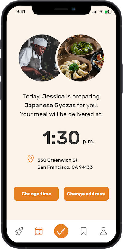 Iphone app food delivery screen